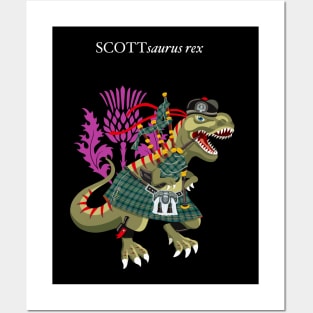 Clanosaurus Rex SCOTTsaurus rex Plaid Scott Ancient Green Scotland Ireland Family Tartan Posters and Art